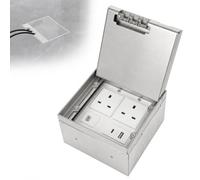 Recessed Hidden Floor Socket, Stainless Steel Floor-mounted Electrical Outlet Box, 250VAC 13A Waterproof Power Socket Outlet Box for Kitchen Office, Concealed (Stainless steel, 2AC+USB USBC+CAT6)