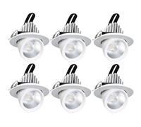 Recessed LED Downlight Adjustable Angle Spotlight 7W-6 Pack, 24° Beam Angle, 360° Rotation 0-75° Tilt, Hardwired, Aluminum Anti-Glare Ceiling Light, High CRI Ra95 Indoor, Warm White-3000K