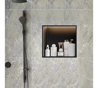 Recessed LED Shower Niche Wall Cabinet - 2-Tier Storage Shelf, Over Mount Installation, 28x12.5x70cm, Stainless Steel, Tile-Free, Modern Bathroom Organizer