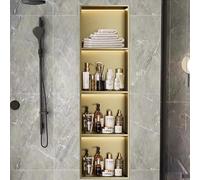 Recessed LED Shower Niche Wall Cabinet - 2-Tier Storage Shelf, Stainless Steel, 28x12.5x70cm, Over Mount Installation, No Tile Required, Modern Bathroom Organizer