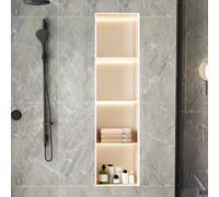 Recessed LED Shower Niche Wall Cabinet, 2-Tier Storage Shelf, Stainless Steel, Over Mount Design, 28x12.5x70cm, Tile-Free Installation, Modern Bathroom Organizer