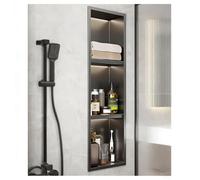 Recessed LED Shower Niche, Waterproof Wall Cabinet for Bathroom Storage, Stainless Steel Construction, Multiple Shelves