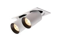 Recessed LED Spot Light, 24W Dimmable Rotating Ceiling Downlight, Black Double Head Indoor Lighting Fixture, 220V/230V Natural White Spotlight