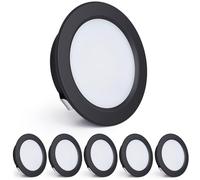 Recessed LED Spotlights 230V 2700K Ceiling Spotlights 55-60 mm 6pcs Black | KYOTECH 4W 440LM Ultra-Flat Ceiling Spotlight 16 mm Warm White for Kitchen, Living Room, Bedroom