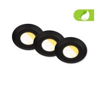 Recessed LED Spotlights Set 3x 4.9W Bathroom Lights Dimmable Lamp IP44 CCT Black