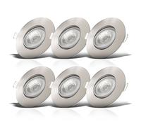 B.k.licht Mains-Powered Led Matte Nickel Dimmable Recessed Downlights Pack Of 6