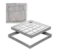 Recessed Manhole Cover and Frame - Stainless Steel, Square, for Outdoor Embedded Installation in Patios, Gardens, Schools