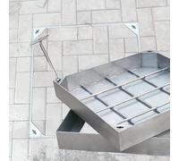 Recessed Manhole Cover Heavy-duty Recessed Manhole Cover, 300 400 500 600 700 800 900 1000cm Inspection Chamber Drain Cover, Outdoor Metal Manhole Cover Frame Large with Lifting Keys(750x750mm)