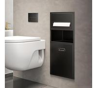 Recessed Paper Towel Dispenser and Waste Can Combo, 2-Gallon Trash Bin for Bathroom, Stainless Steel Wall-Mounted Towel Holder for Restrooms