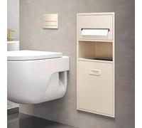 Recessed Paper Towel Dispenser and Waste Can Combo, 2-Gallon Trash Bin for Bathroom, Stainless Steel Wall-Mounted Towel Holder for Restrooms