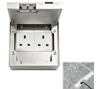 Recessed Power Socket, 2 Plug Floor Socket Box Stainless Steel Pop Up Socket with 13A 3250W, Socket Outlet for Kitchen Worktop, Office Desk, Home, Restaurant