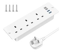 Recessed Power Socket with USB C, 2M Extension Lead, 6.5FT Power Strip