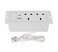 Recessed Power Socket with USB C,Desk Power Strip with USB & Type-C,Desktop Power Sokcet 2 Outlets for Office Kitchen (White)