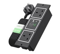 Recessed Power Strip with USB C PD 65W,BQO Hidden Desk Power Sockets with 2 USB C, 1 USB-A Ports,Hidden in Furniture Desk Table, 1.8M/5.9FT Cable, Black