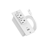 Recessed Power Strip with USB C Port, USB A Port, Hidden Furniture Charging Station for Side Table, End Table, with 5ft Cord