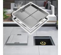 Recessed Septic Tank Cover with Base & Handle Custom Cleanout Manhole Lid for Drainage Asphalt/Soil/Sand Fill 32x32cm & 80x80cm Options