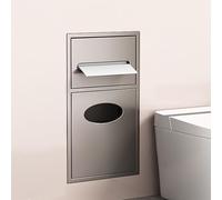 Recessed Shower, Stainless Steel Bathroom Shelf nizer with Integrated Toilet Paper Holder, Trash Can Shelf for Kitchen, Living Room, Hotel & Home Use