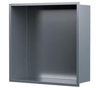 Recessed Shower Storage Rack - 304 Stainless Steel Wall Cabinet for Bathroom Hotel Use Built-In Grey 320x320x125mm - Space-Saving Design