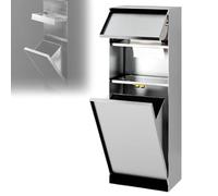 Recessed Shower Storage Rack with Trash Can, Waterproof Stainless Steel Organizer for Bathroom and Public Spaces