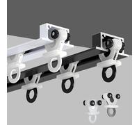 Recessed Sliding Aluminum Curtain Tracks Hidden Ceiling Rail System with Rollers Ideal for Living Room Bedroom Office & Hospital 5.9FT (2x0.9m) - Black