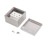 Recessed Socket Box Stainless Steel Dual 3 Hole Sockets Outlet Rectangular Ground Socket Box for Home Office Kitchen