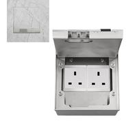 Recessed Socket Box Stainless Steel Dual Standard 3 Hole Sockets Outlet 250V AC 13A 3250W Waterproof Concealed Ground Socket Box for Home Office Living Room