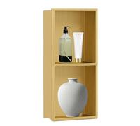 Recessed Stainless Steel Shower Shelf, Wall Mounted Two Tier Bathroom Organizer Square Brushed Finish Durable Storage Rack for Toiletries
