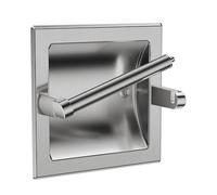 Recessed Toilet Paper Holder Brushed Nickel, Lift-Bar No Spring, SUS304 | Pivoting arm, wall mount insert, fits 6.33" × 6.33" opening, works in drywall, wood, and cabinets