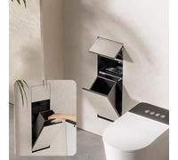 Recessed Toilet Paper Holder with Trash Can, Waterproof In-Wall Tissue Dispenser, Touch Latch for Bathroom Remodel, Hidden Design, Space-Saving nizer