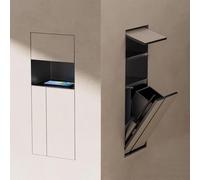 Recessed Toilet Roll Holder with Shelf & Bin | Space-Saving Stainless Steel Wall for Bathroom & Kitchen | Modern, nizer