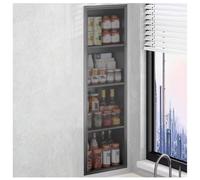 Recessed Wall Niche with Glass Door, Built-in Cabinet for Kitchen and Bathroom, Waterproof Shower Caddy and Spice Rack Organizer