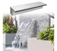 Recessed Waterfall Spillway Wall, 34in Silver Sheer Descent Water Feature for Courtyard & Landscaping, Soothing Flow for Above Ground Pool Accessories