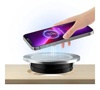 Recessed Wireless Charger, JE Desk Fast Wireless iphone Charging Pad Compatible with iPhone 15/14/14 Plus/14 Pro/14 Pro Max/13 Pro Max/13/13 Mini/SE 2022, Samsung, Airpods(Silver)