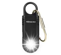 Rechargeable 135dB Personal Safety Alarm Strobe Light Loud Sound Non Slip Grip Keychain SOS Siren for Women, Student. Torchlight Hiking Bear Alarm Deterrent. Emergency Self Defense Alert. Black