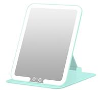 Rechargeable 1500mAh Travel Makeup Mirror with Lights,Portable 1X 15X Magnifying Mirror,Folding Lighted Cosmetic Vanity with Adjustable Stand,3 Color Lighting,Dimmable