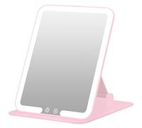 Rechargeable 1500mAh Travel Makeup Mirror with Lights,Portable 1X Vanity Mirror with Mini 15X Magnifying Mirror,Folding Lighted Cosmetic Vanity with Adjustable Stand,3 Color Lighting,Dimmable