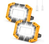 Rechargeable 30W LED Work Light,3 Modes 2000LM Portable COB Floodlight Waterproof Camping Lights, Security Lights Outdoor for Garage Hiking Fishing Emergency-2PCS