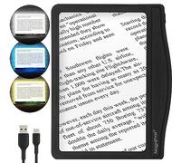 [Rechargeable] 3X Large Ultra Bright LED Page Magnifier with 12 Anti-Glare Dimmable LEDs (More Evenly Lit Viewing Area & Relieve Eye Strain)-Ideal for Reading Small Prints & Low Vision Seniors