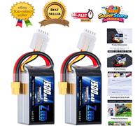 Rechargeable 4S Lipo Battery - 2 Pack of 1500mAh 14.8V 120C for Maximum Flight