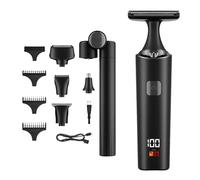 Rechargeable 5 in 1 Nose Ear Body Hair with Adjustable Handle Smart Battery Indicators and Wet Dry Use Adjustable Corner Beard Pruner