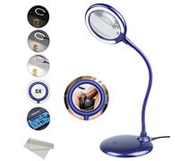 Rechargeable 5x Magnifying Dimmable Lamp, Magnifying Glass with Light and Stand,Magnifiers with 28 LED Lights for Senior, Low Vision, Hobbies, Crafts