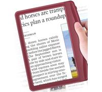 Rechargeable 5X Magnifying Glass for Reading, Large Bright Full Page Magnifier with Light, Handheld LED Dimmable Lighted, Lightweight Book Magnifier for Reading Small Prints Seniors - Red