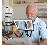 Rechargeable 5X Magnifying Glass with a Neck Strap, Built-in 43 LED lights for Full-page Magnifier Enlargement, Featuring a Flexible Gooseneck and Measuring 23.6*17.8 cm, Suitable for Elderly People w