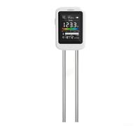 Rechargeable 6-in-1 Soil Tester with Dual-Needle High Precision Sensor, Measures Moisture, pH, Temperature, Light, Fertility and Humidity in Fahrenheit Display, White