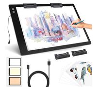 Rechargeable A2 Light Pad - Battery Powered Tracing Light Box, 3 Colors 6 Levels Adjustable Brightness Light Board, Ultra-Thin Wireless Diamond Painting Light Pad for Weeding Vinyl Drawing