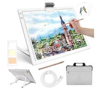 Rechargeable A3 Diamond Art Light Board with Padded Case,Light Pad with Stand,3 Colors Stepless Dimmable and 6 Levels of Brightness Light Box for tracing,Diamond Painting,Drawing,Sketching(White)