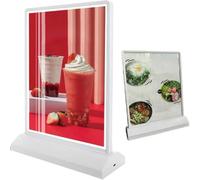 Rechargeable A4/A5 LED Light Box, Plastic Display Stand for Ads, Freestanding Illuminated Tabletop Sign Holder, Table Menu Stand, for Restaurants,Bars,Shops(White,A5)