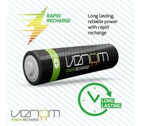 Venom Rechargeable AA Batteries - 2100mAh 1.2V NiMH - High Capacity (12-Pack), Black