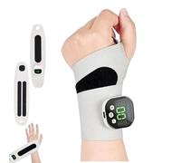 Rechargeable Adjustable Electric Wrist Massager, Portable Cordless Hand Heating Pad with 8 Modes, Heating Pad with 8 Modes & 30 Intensity Levels, Magnetic Detachable Host (White)