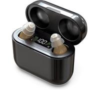 Rechargeable Audio Amplifier - Personal Voice Amplifier with Microphone for Enhanced Sound Clarity - Invisible Design with HD Power Display, Noise Reduction & 30hr Battery Life (Black+creamy white)